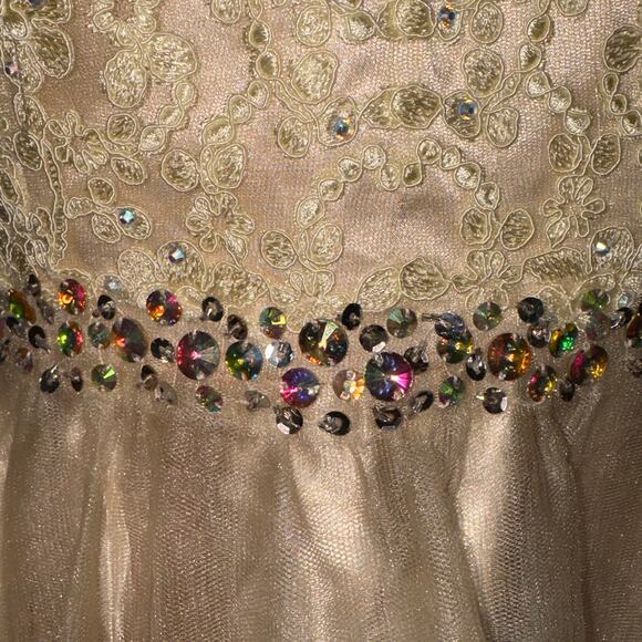 ELIZABETH by GLS Champagne Party Prom Sequin Beaded Dress women’s size XL - Picture 5 of 9